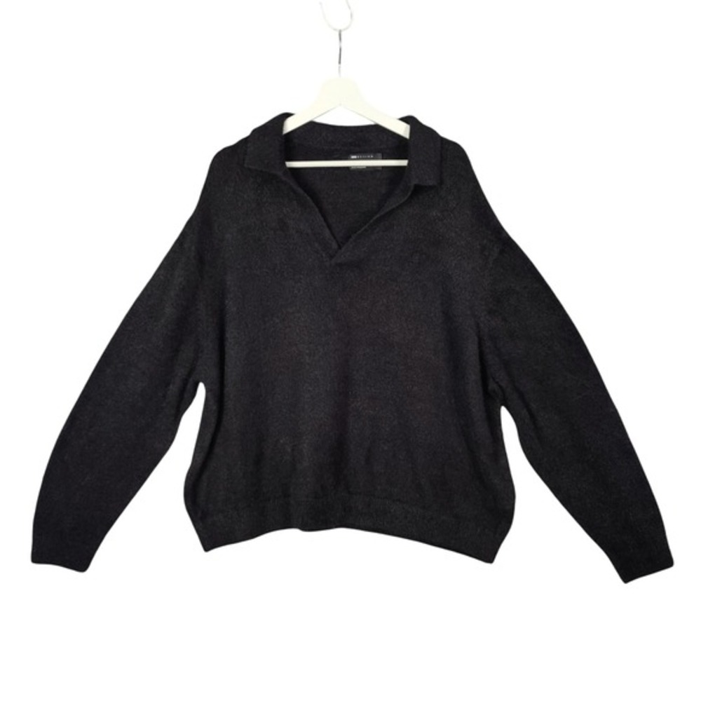 ASOS Fuzzy Sweater‎ Knit Collared V Neck Relaxed Fit Black Comfort Womens 2XL